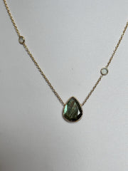 18k Gold Vermeil Plated On 925 Silver Labradorite Teardrop Tourmaline Necklace