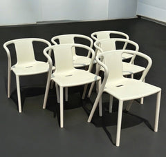 6 Air White Designer Stackable Chairs By Magis, Designed By Jasper Morrison.