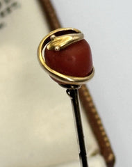 Antique Victorian Edwardian 12ct Gold Coral Snake Pin