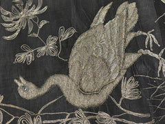 Antique Chinese Silver Thread Embroidery Hanging Panel. Large Size 99 X 35.5 Cms