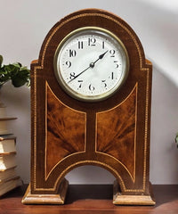 Art Nouveau Inlaid Mantle Clock. Ticking Away Nicely. With Key