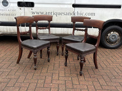 4 Victorian Mahogany Dining Chairs, Completely Original