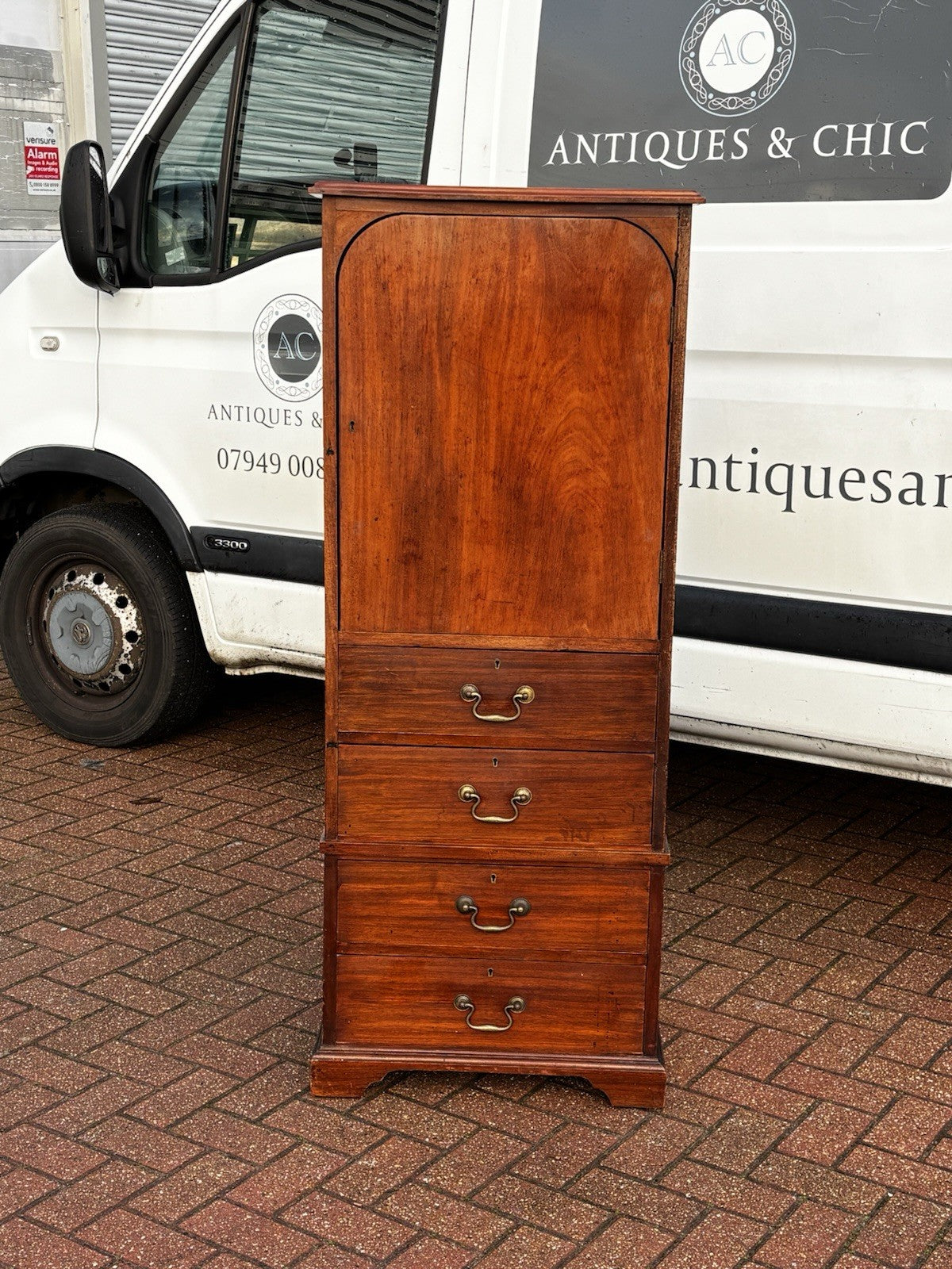 Antique Mahogany Housekeepers Cabinet / Small Linen Press.