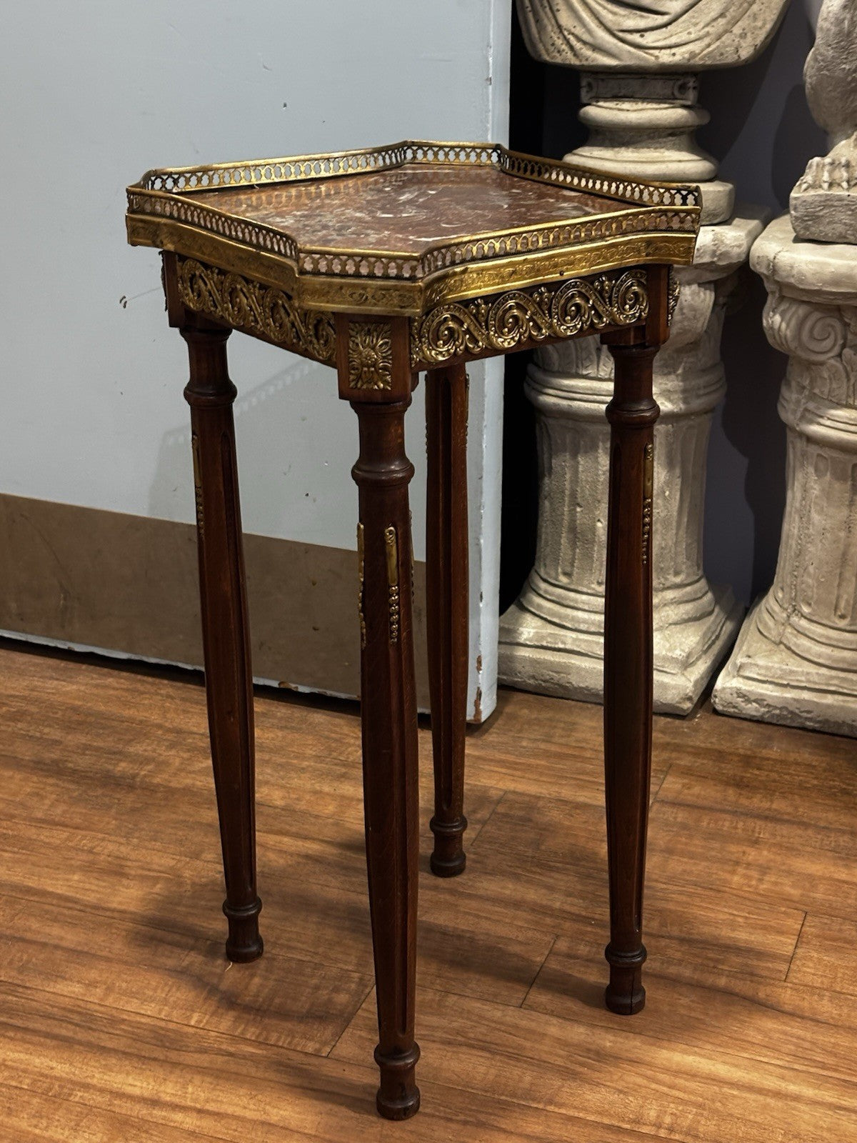 Antique French Marble Top And Decorated With Ormolu Mounts Side Table.