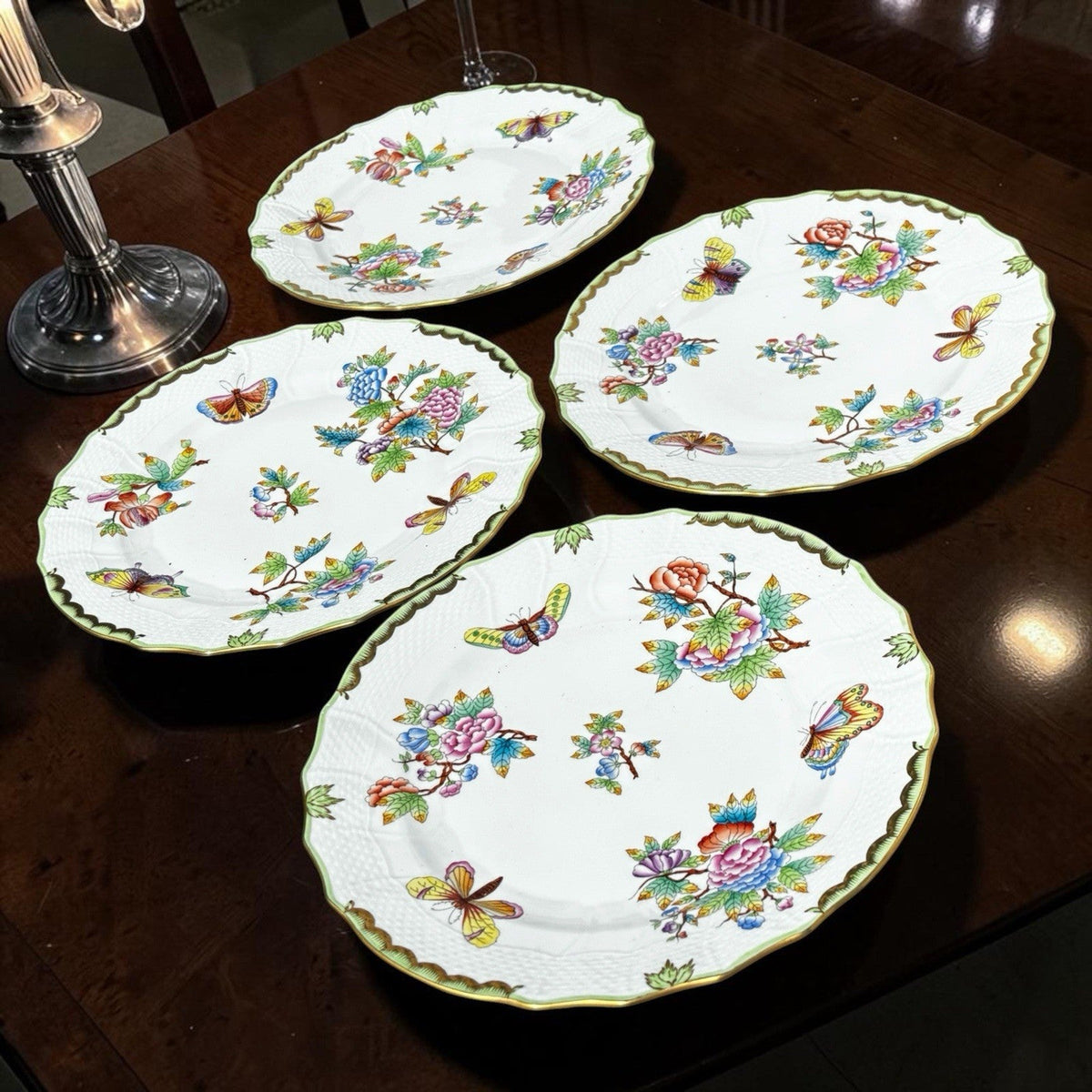 4 Herend Queen Victoria Dinner Plates