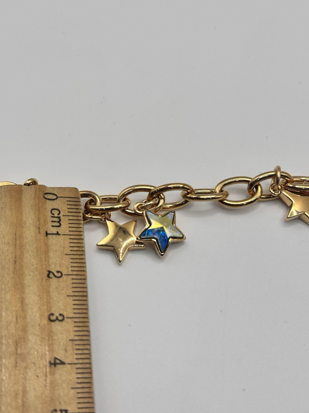 18ct Gold Plated Stars Charm Bracelet Made With Swarovski Crystal