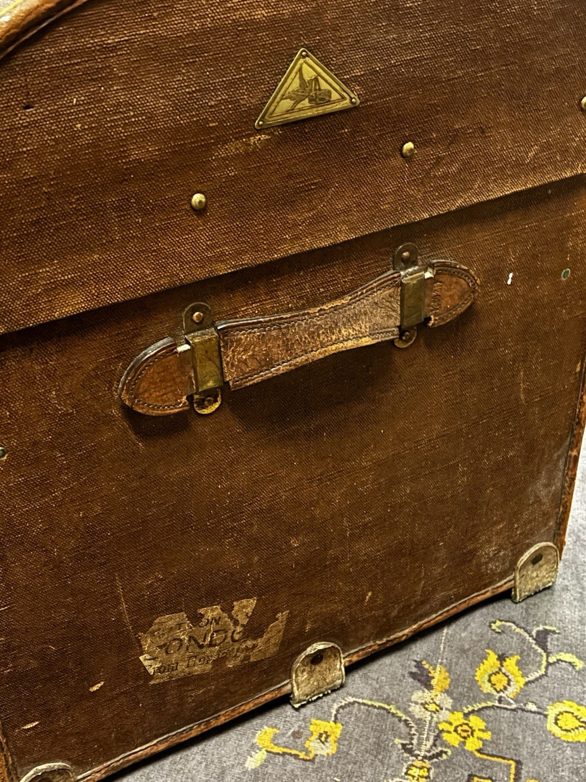 Antique Collection Of Luggage, Trunk, Hat Box & Bag.