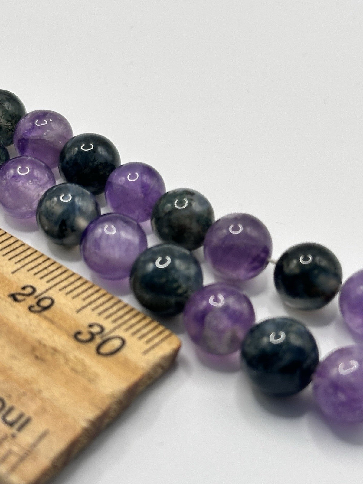 Amethyst And Moss Agate Beaded Necklace And Sterling Silver Earring Set
