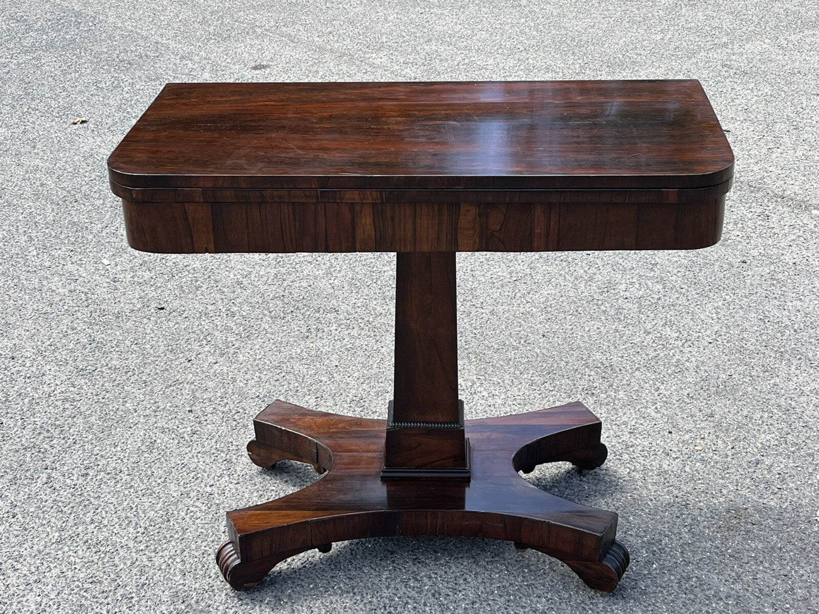 Antique Rosewood Games Table With Fold Over Lid & Card playing area