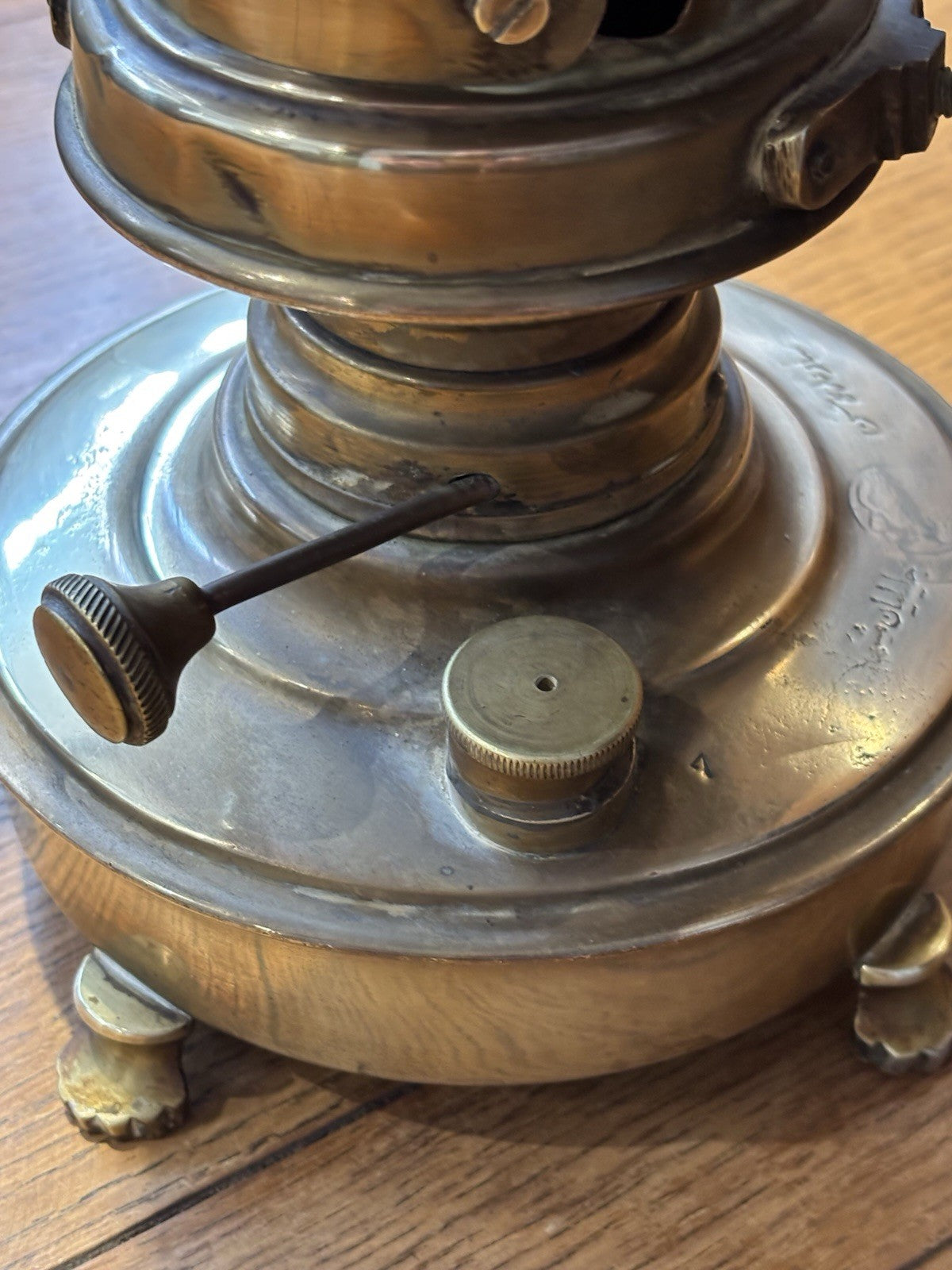 Antique Brass Oil Lamp Converted From An Old Samovar.