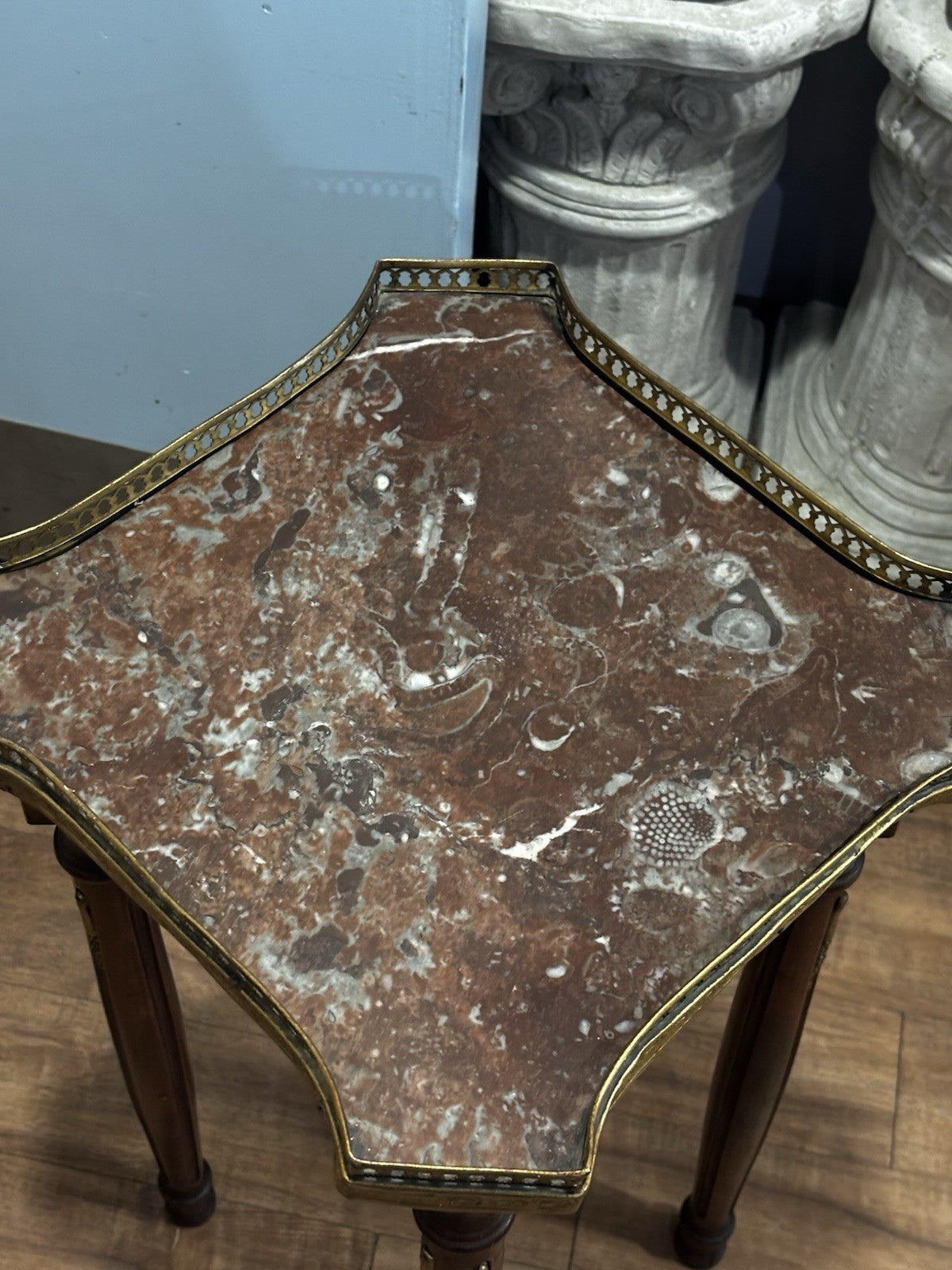 Antique French Marble Top And Decorated With Ormolu Mounts Side Table.