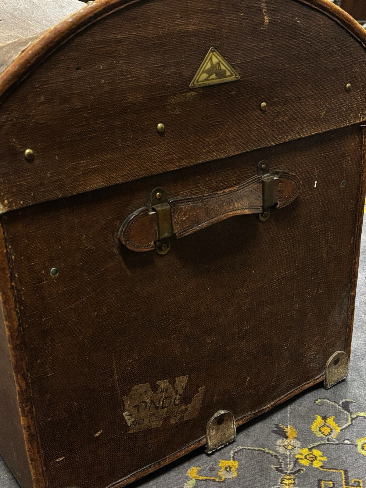 Antique Collection Of Luggage, Trunk, Hat Box & Bag.