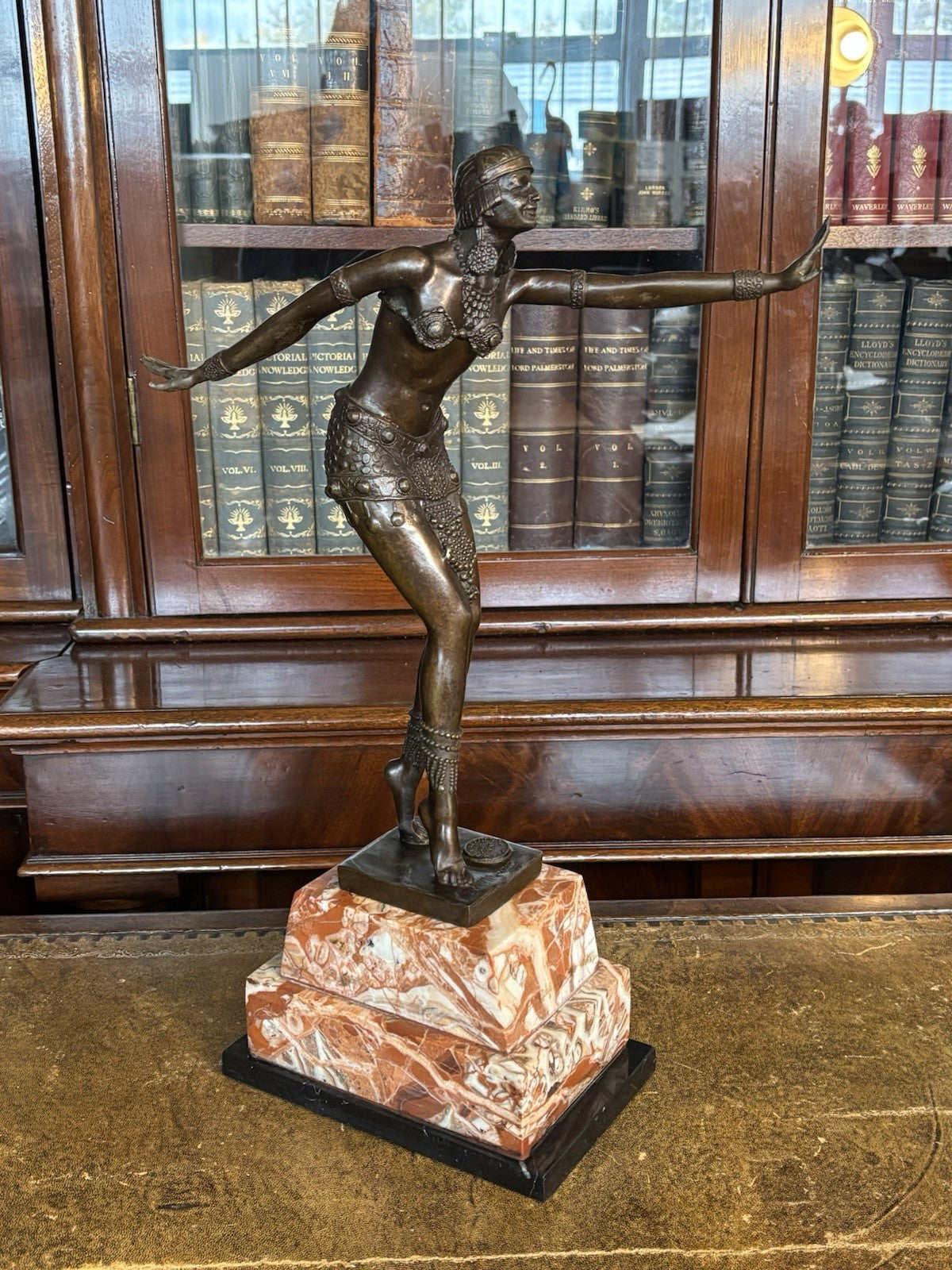 Art Deco Style Bronze & Marble Figure, Large & Impressive. 48.5 Cms Tall.