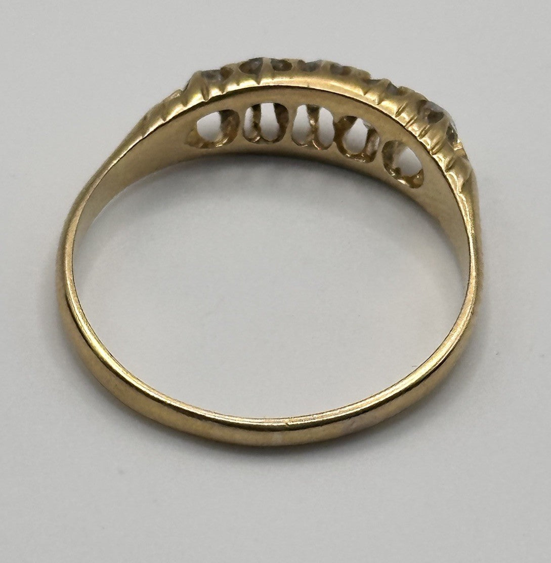 Antique 18ct Gold 5 Old Cut Diamond Ring