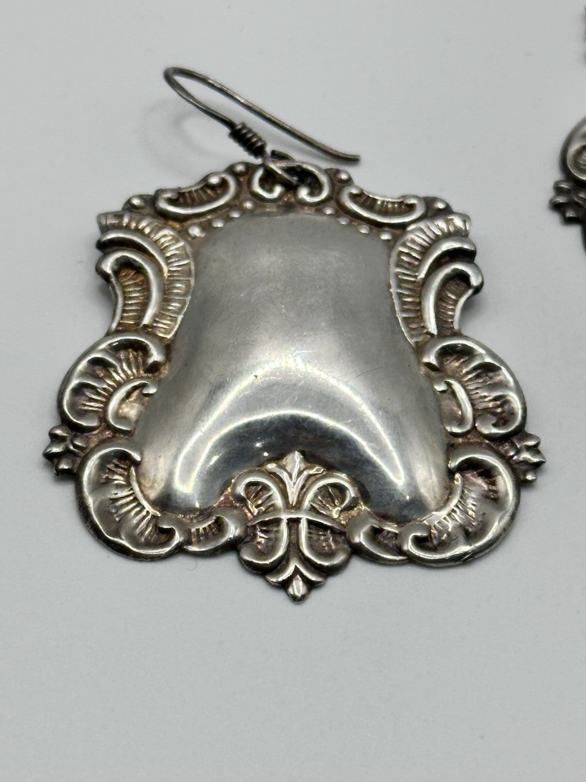 Art Nouveau Sterling Silver Drop Statement Earrings