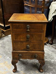 Art Deco Walnut Small Chest Of Drawers, Brass Handles.