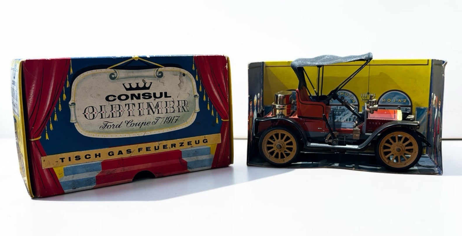 1960's Tin Plate Model T Ford Table Lighter In Original Box. Very Cool.