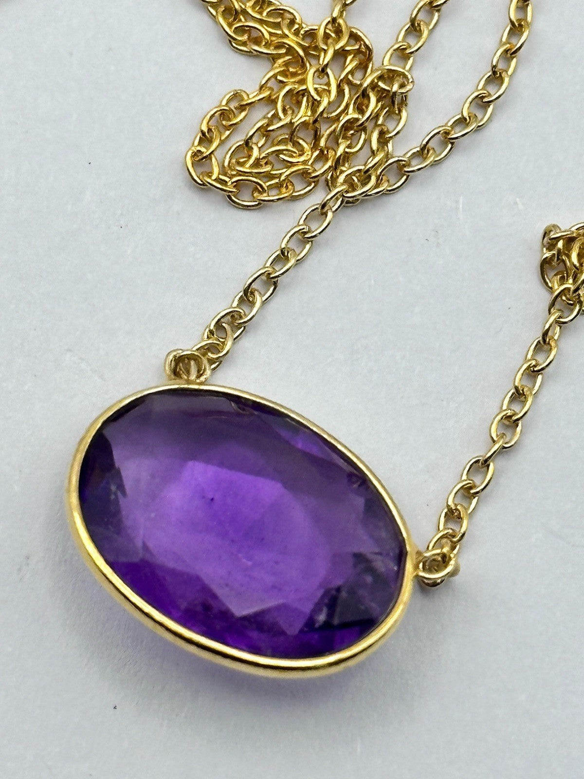 18k Gold Vermeil Plated On 925 Silver Amethyst Necklace