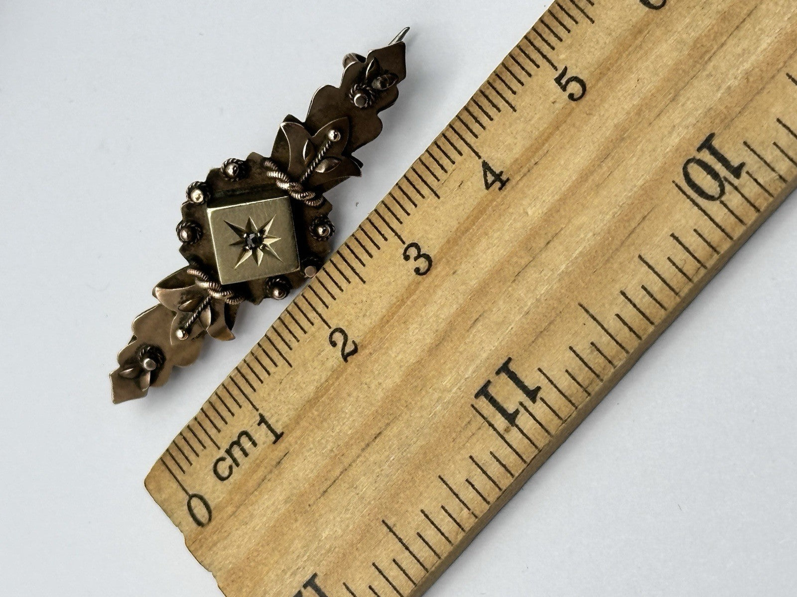 Antique Victorian 9ct Gold Diamond Brooch Boxed