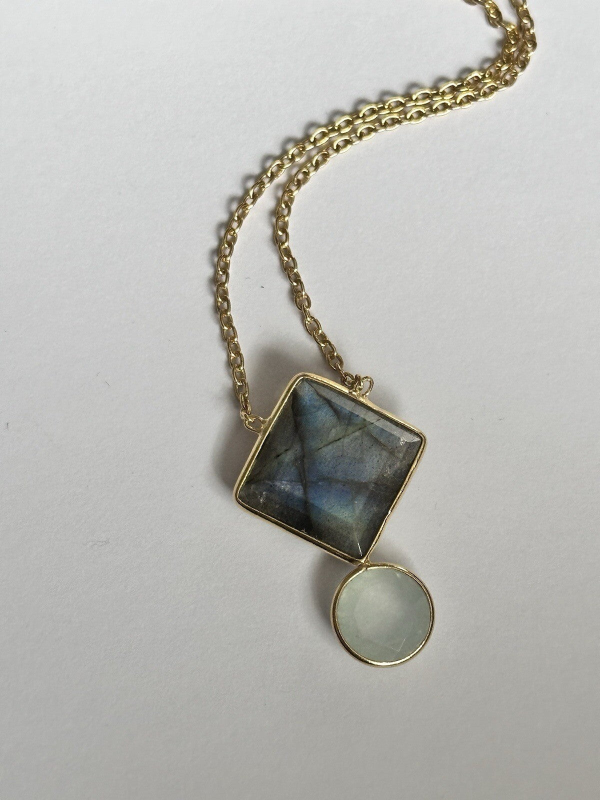 18k Gold Vermeil Plated 925 Silver Rainbow Labradorite Tourmaline Necklace