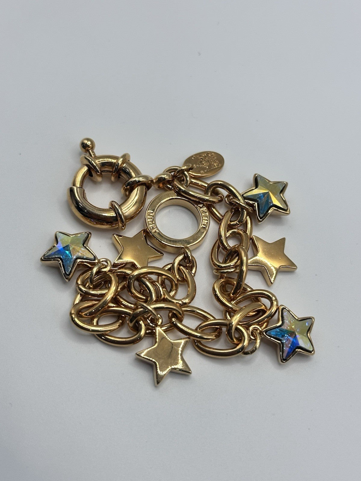 18ct Gold Plated Stars Charm Bracelet Made With Swarovski Crystal