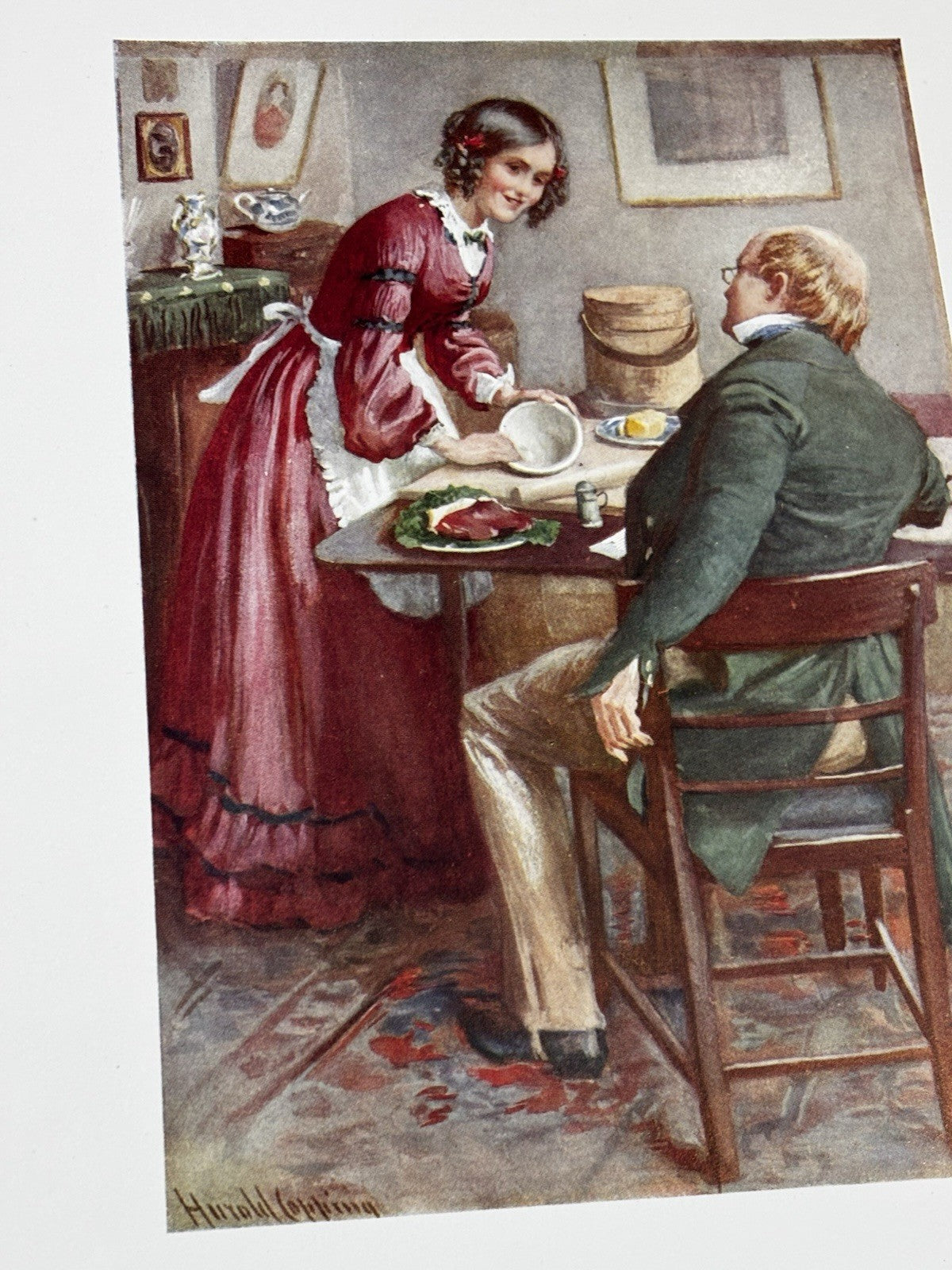 16 Antique Coloured Prints Of Charles Dickens Characters