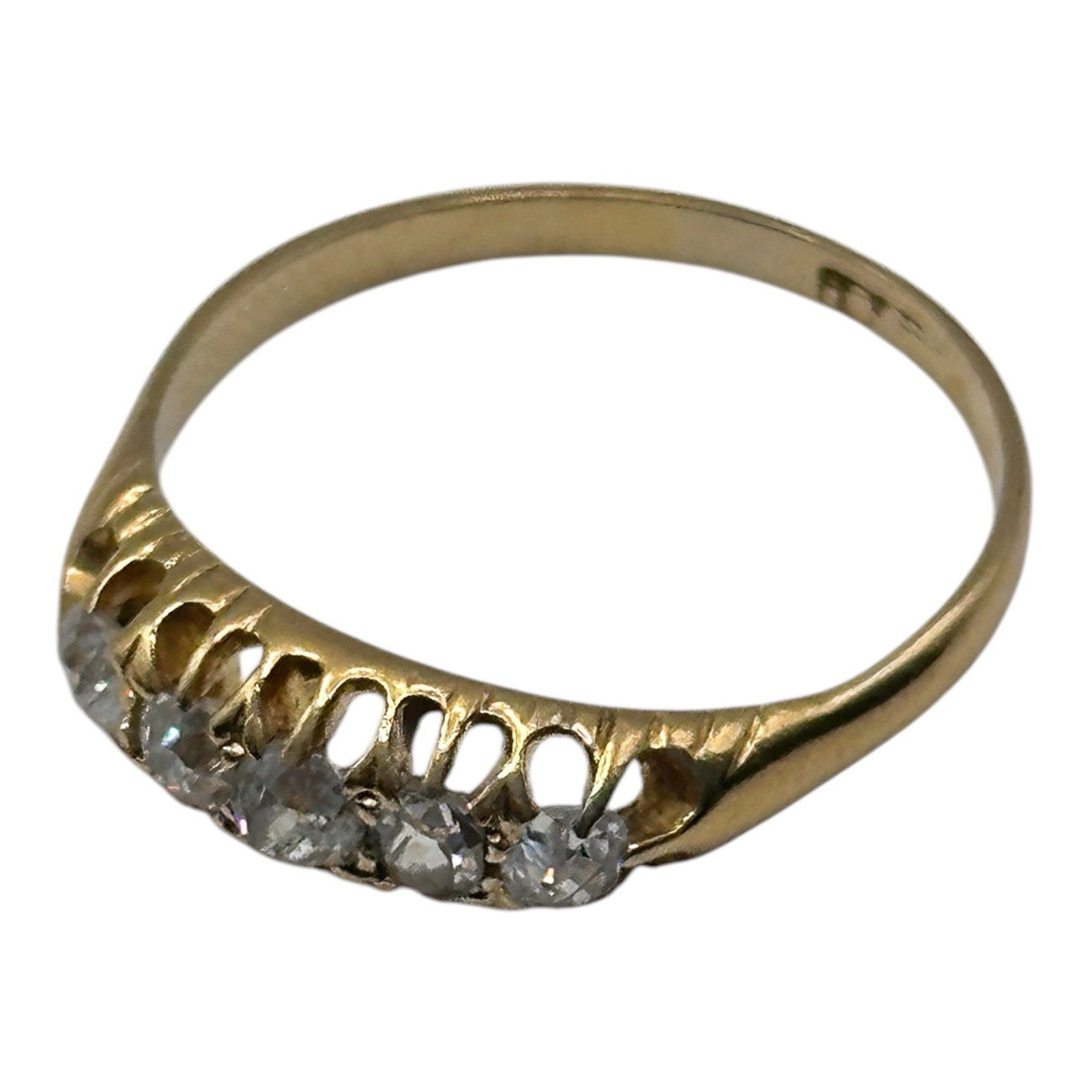 Antique 18ct Gold 5 Old Cut Diamond Ring