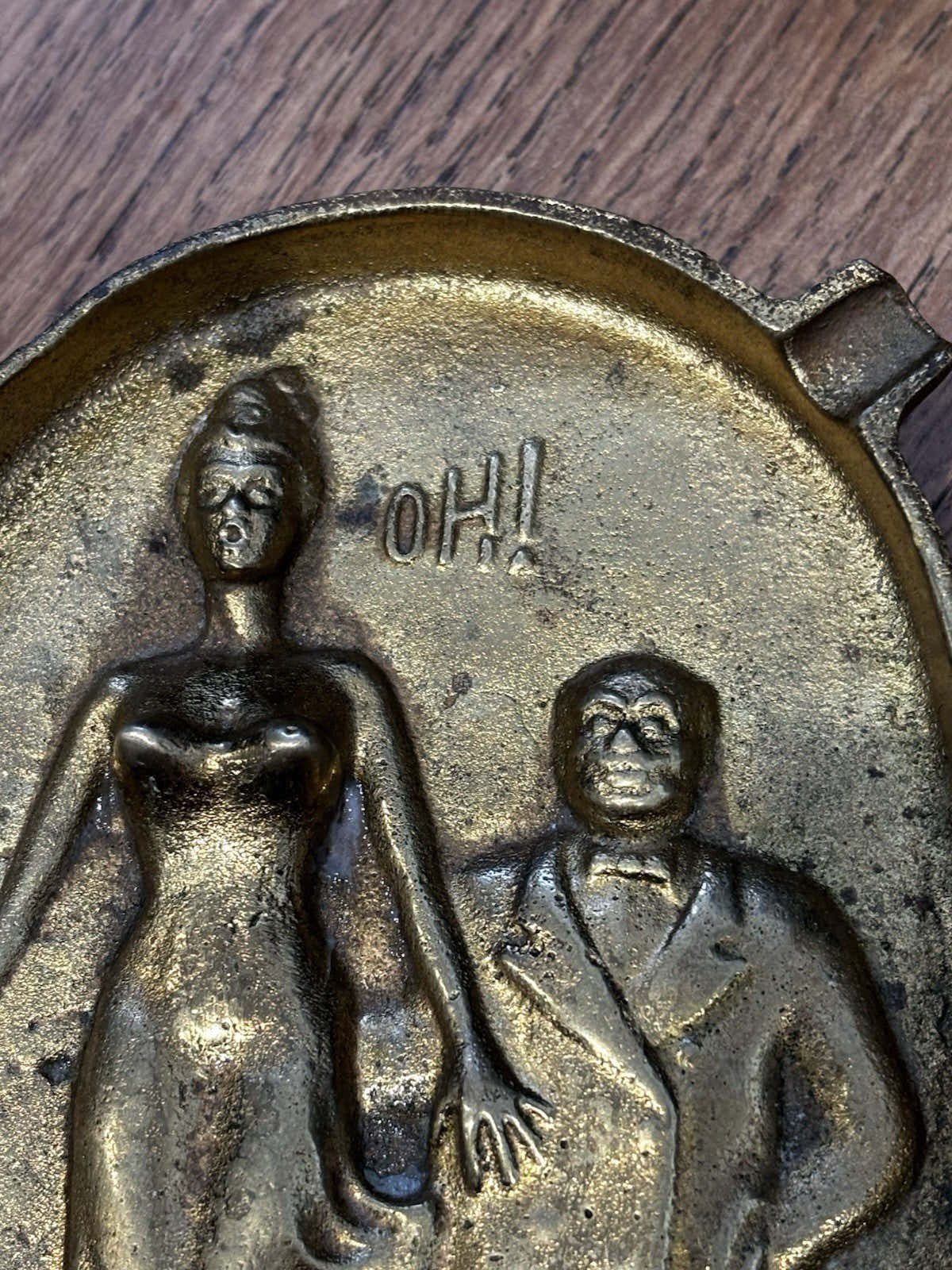 1940-50's Naughty, Risque Double Sided Brass Ashtray