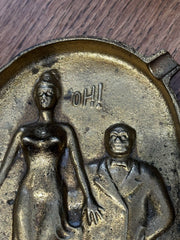 1940-50's Naughty, Risque Double Sided Brass Ashtray