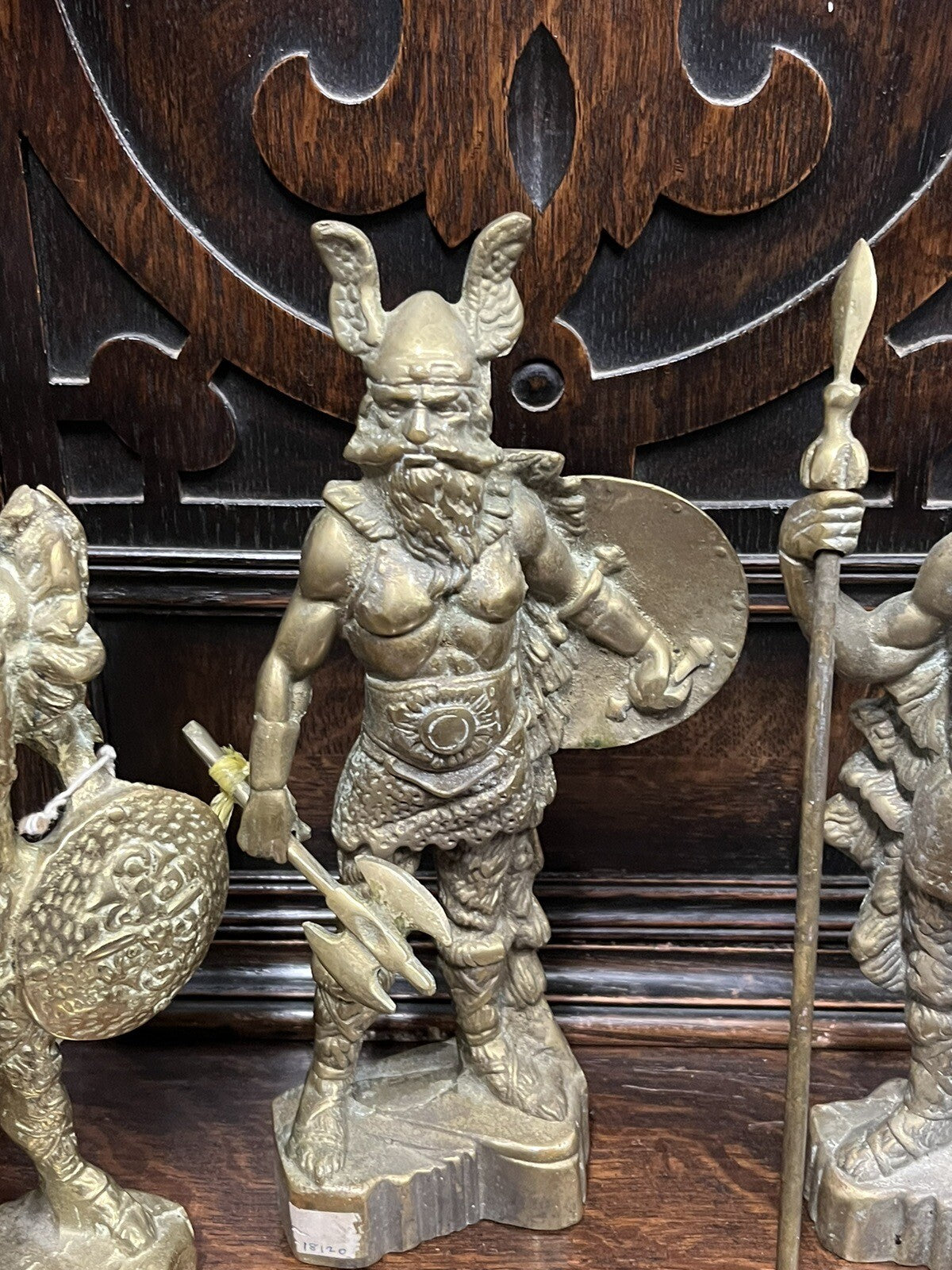 3 Solid Brass Viking Figures. Highly Detailed.