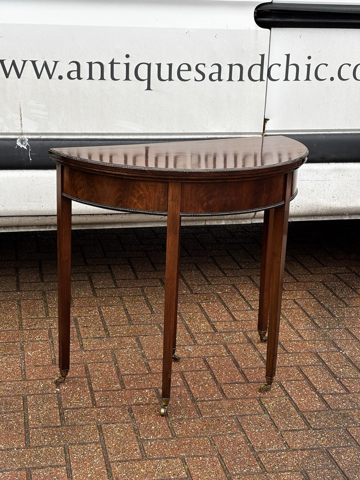 Antique Mahogany Games /  Console Table With Fold Over Lid And Compartment