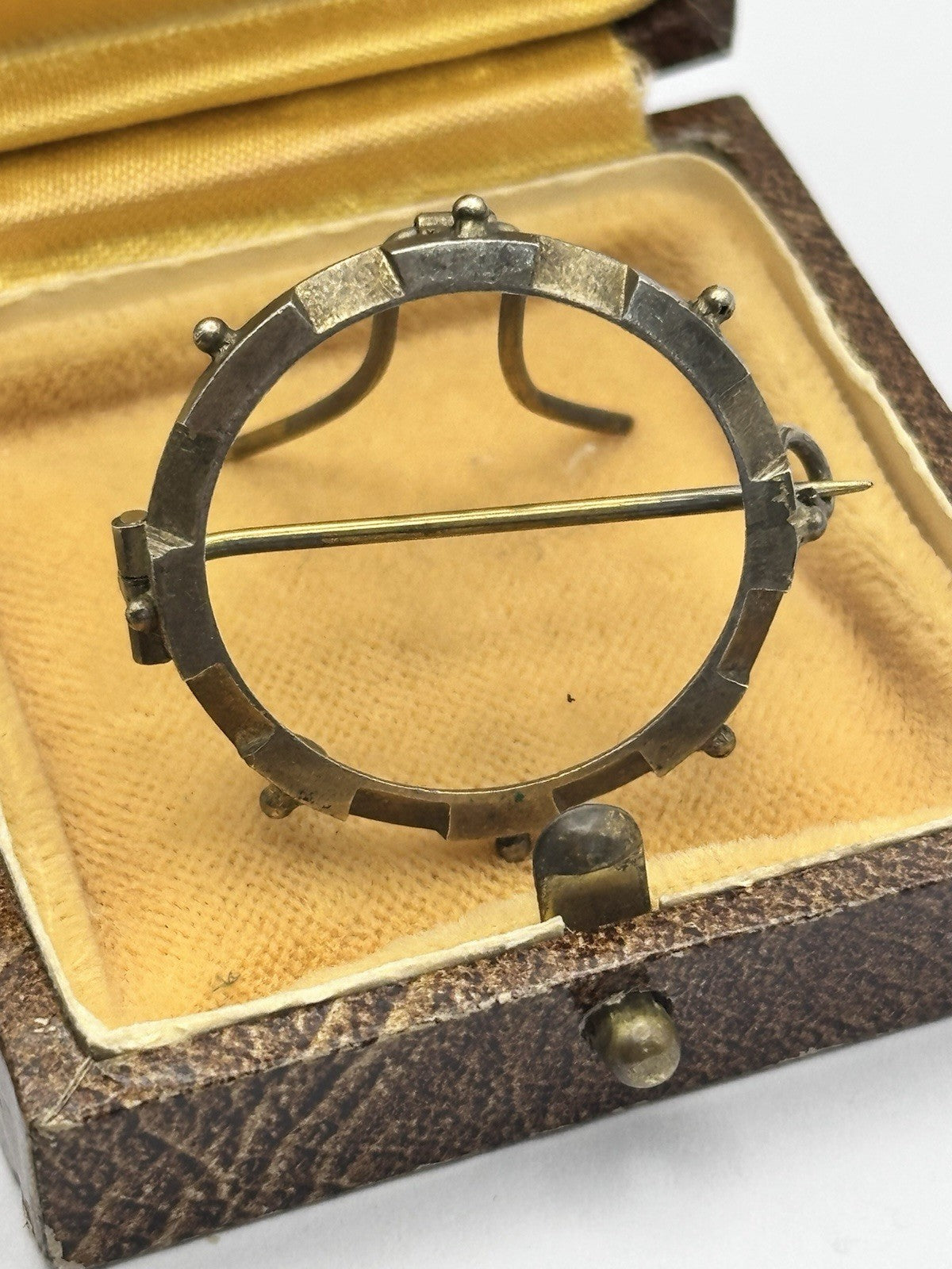 Antique Sterling Silver Gilt Miniature Frame Brooch