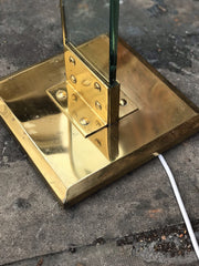 1980's Modernist Designer Glass And Brass Lamp