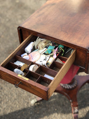Antique Regency Mahogany Sewing Table & Workbox, On Brass Castors