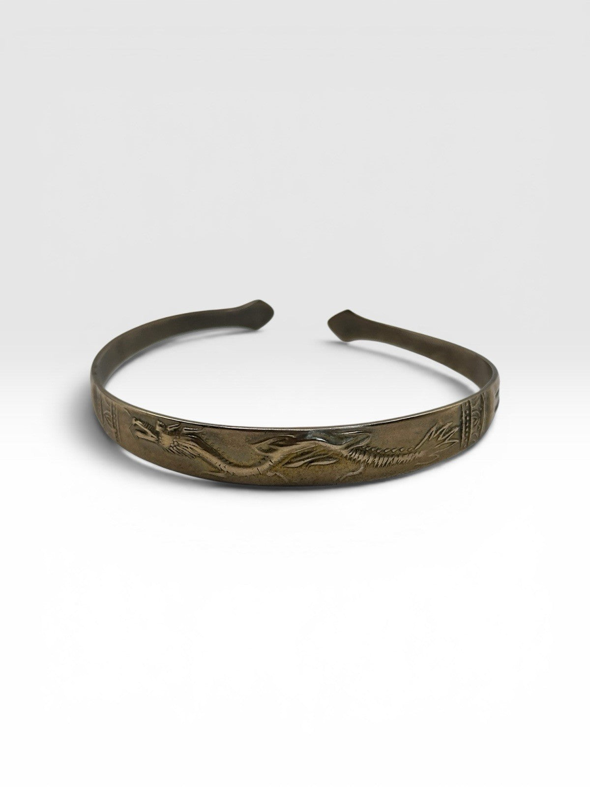 Antique Chinese Brass Flying Dragon Bangle