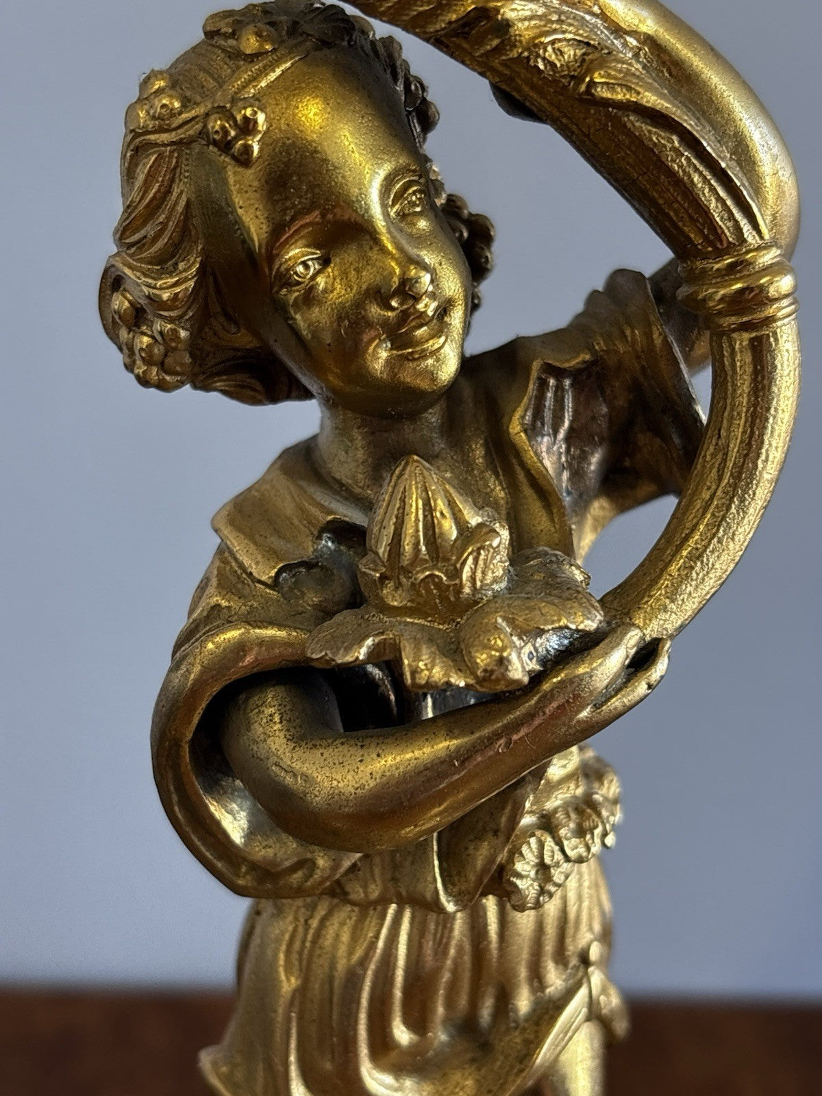 19th Century Gilt Bronze Candlesticks, Boy & Girl Figures, Very Good Quality.