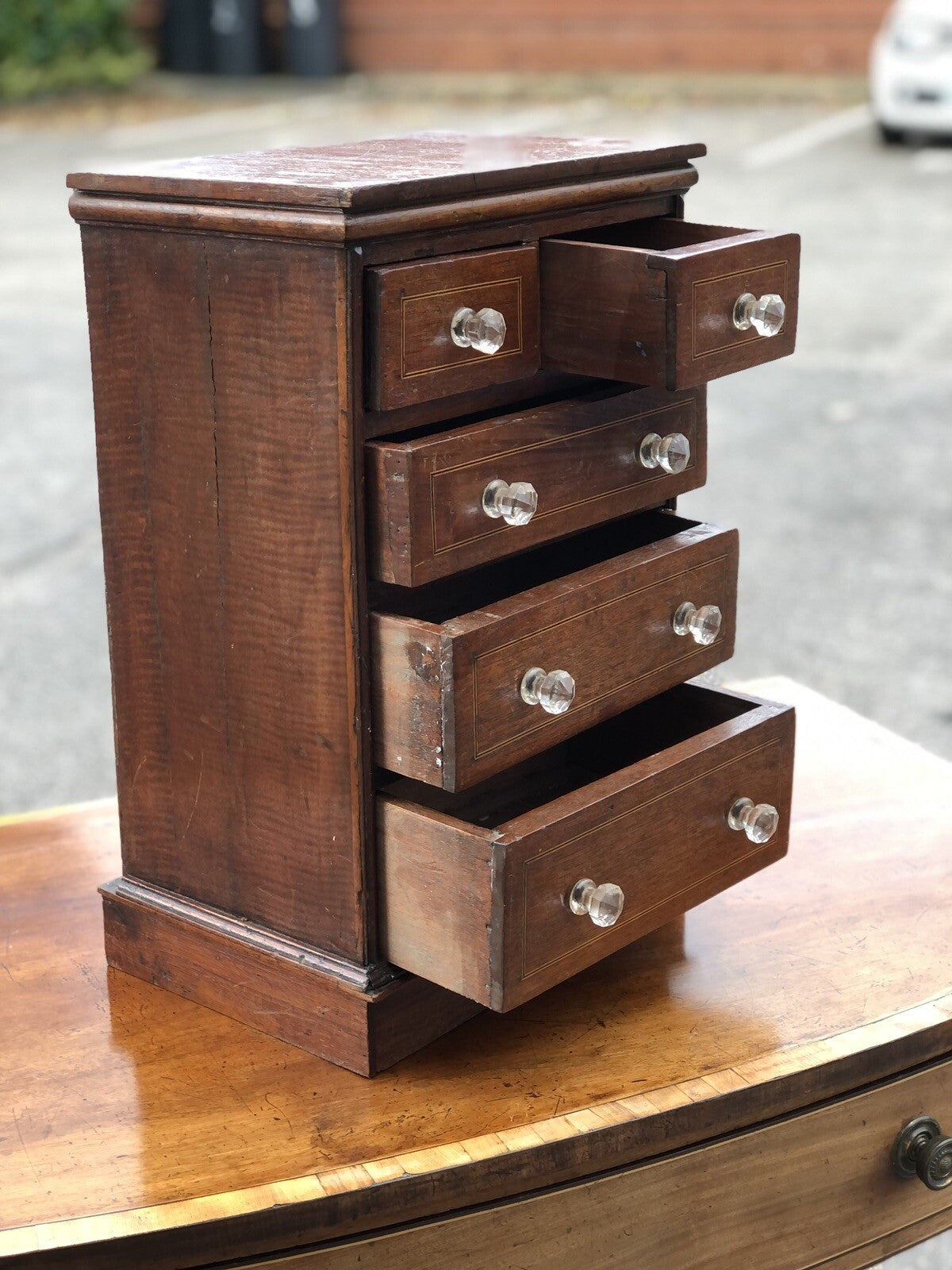 Antique Inlaid Table Top Jewellery/ Trinket Or Collectors Drawers.