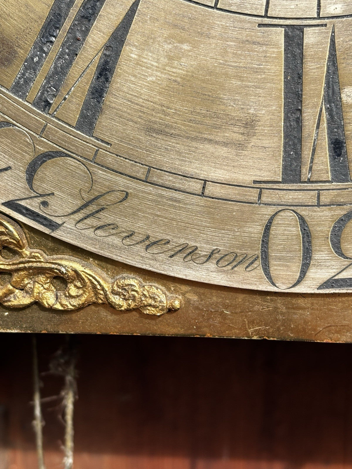 8 Day Longcase Clock, Stevenson Of Stafford. Brass Face.