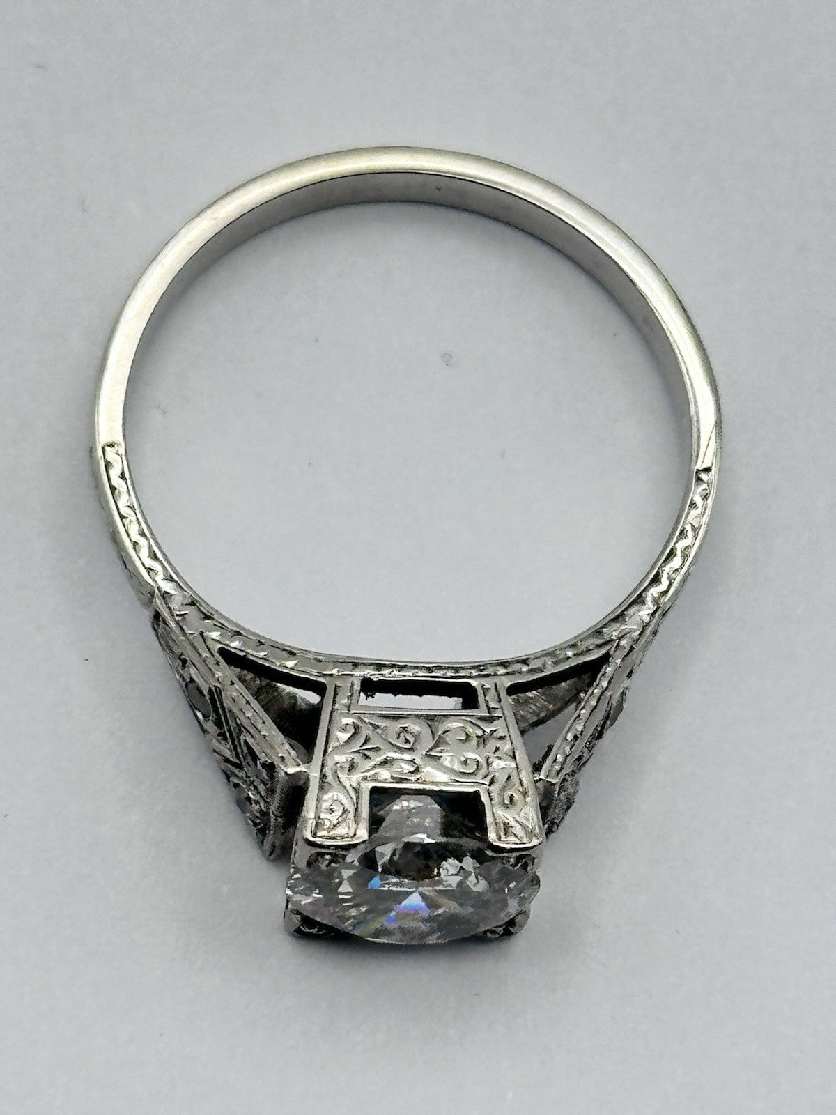 Antique Deco 18ct White Gold 1 3/4 Carat Diamond Ring