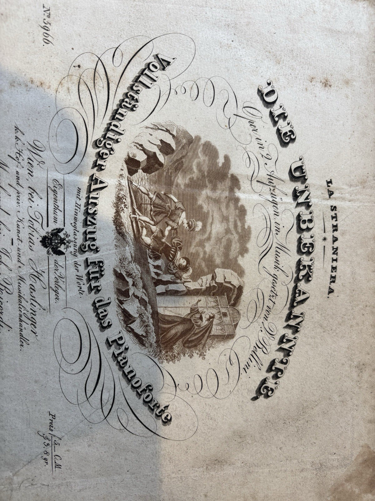 Antique Piano Music Hardback, The Unknown, La Straniera, by Vincenzo Bellini