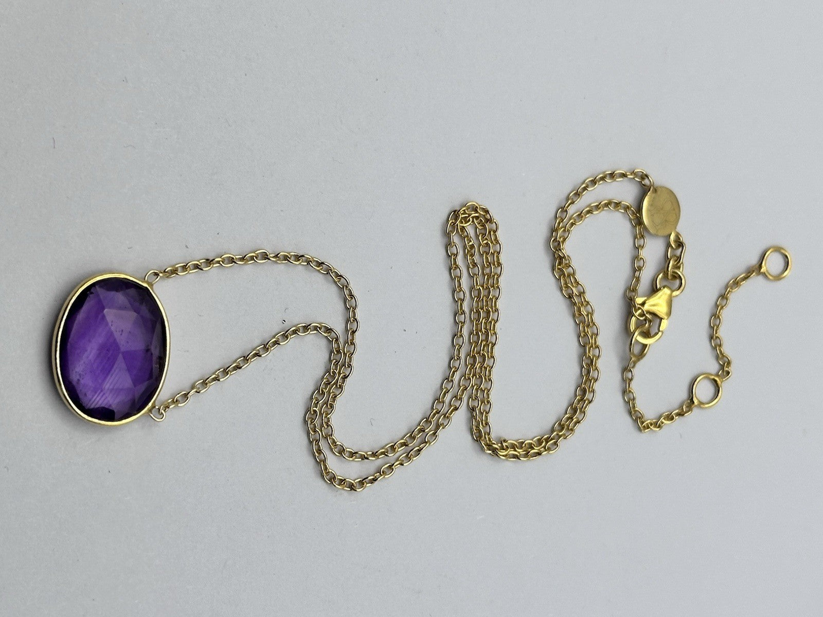 18k Gold Vermeil Plated On 925 Silver Amethyst Necklace