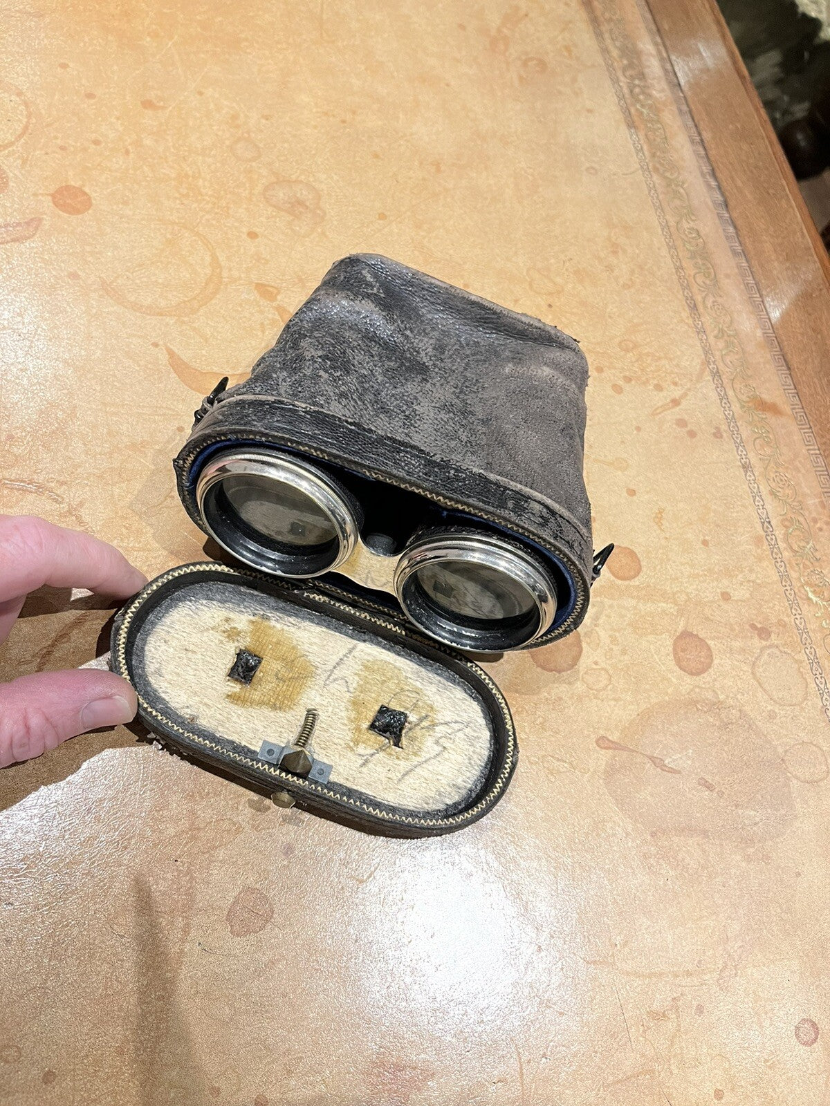Antique Binoculars, In Original Leather Case, Superb Quality