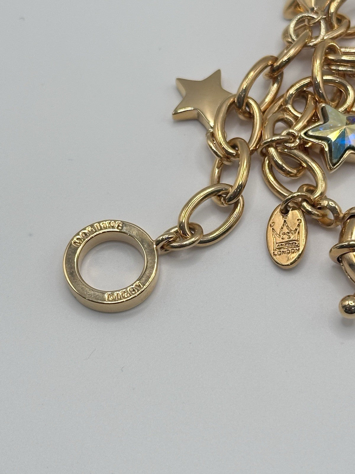 18ct Gold Plated Stars Charm Bracelet Made With Swarovski Crystal