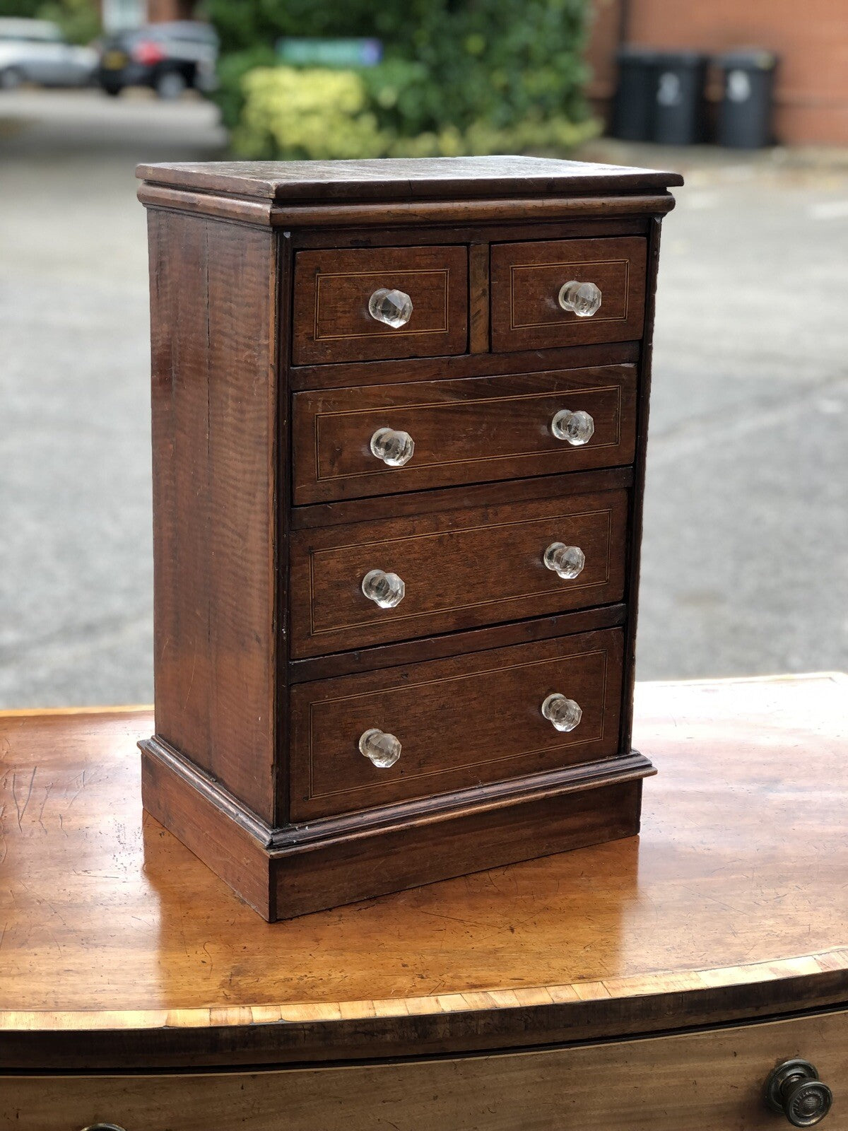 Antique Inlaid Table Top Jewellery/ Trinket Or Collectors Drawers.