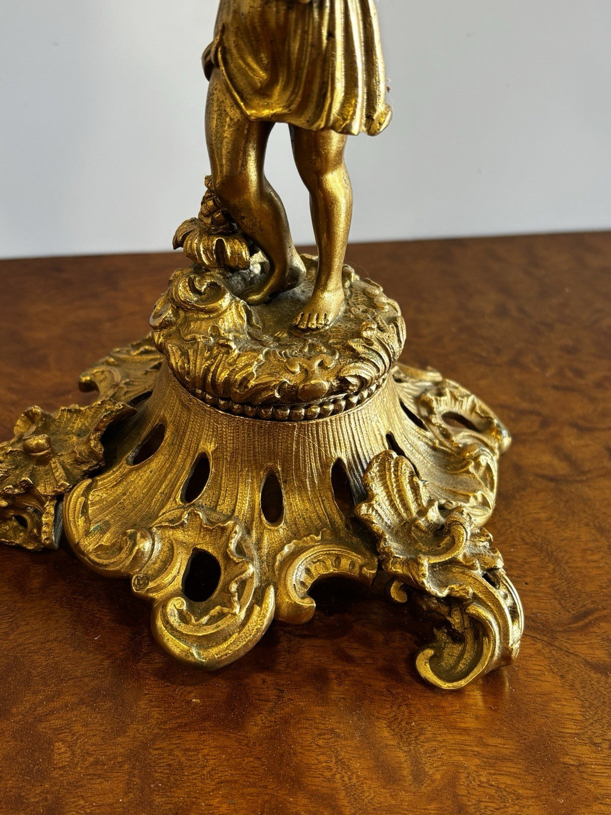 19th Century Gilt Bronze Candlesticks, Boy & Girl Figures, Very Good Quality.
