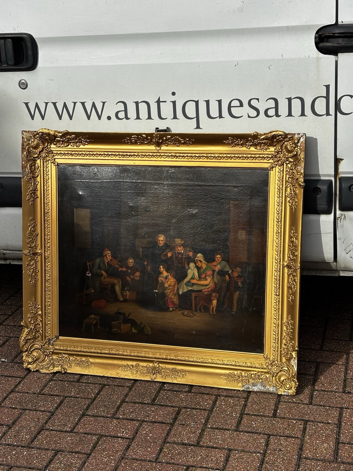 19th C Gilt Framed Rendition of “The Blind Fiddler” Original by Sir David Wilkie