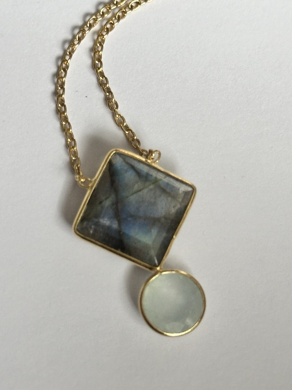 18k Gold Vermeil Plated 925 Silver Rainbow Labradorite Tourmaline Necklace