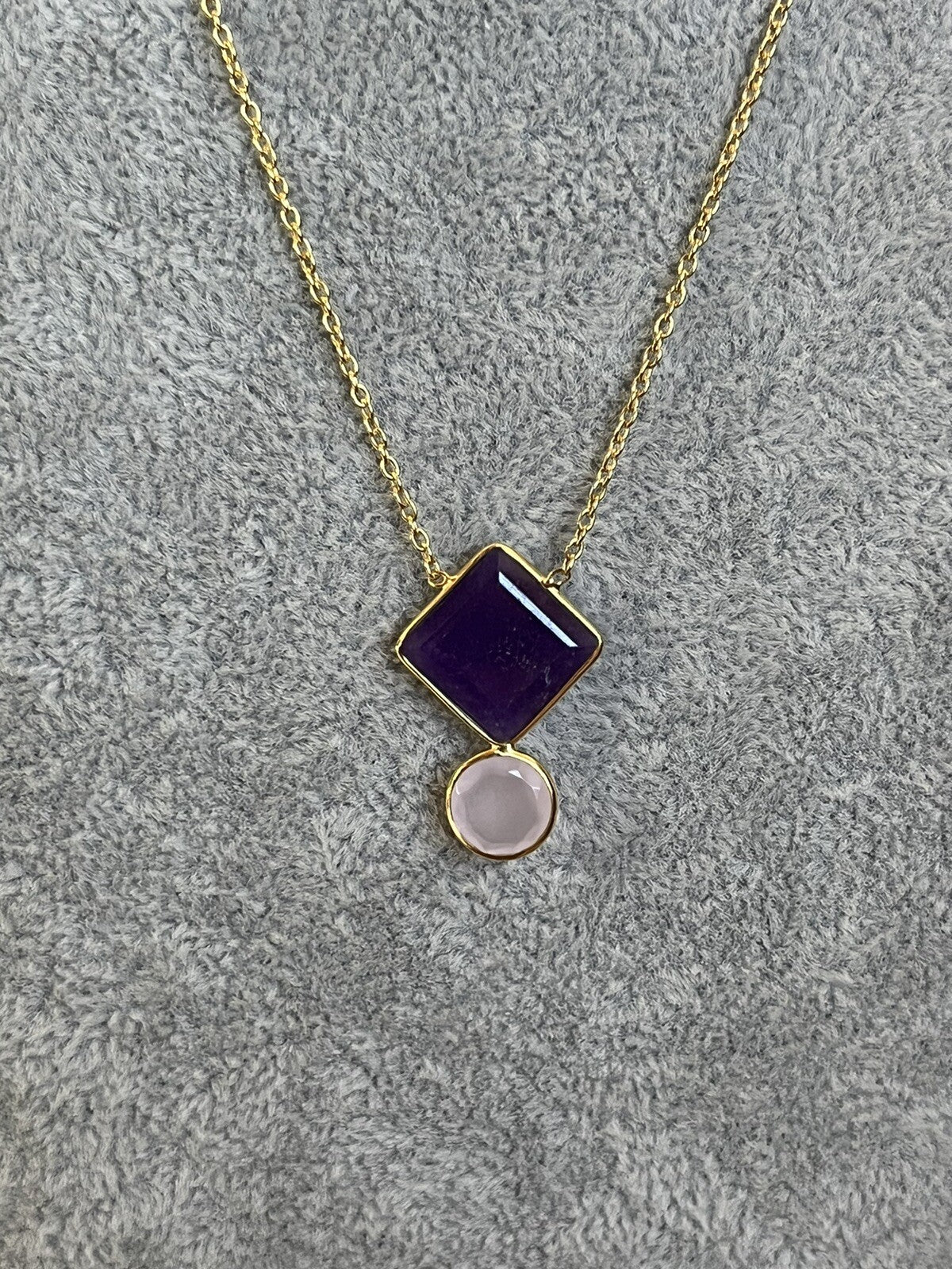 18k Gold Vermeil Amethyst Rose Quartz Necklace