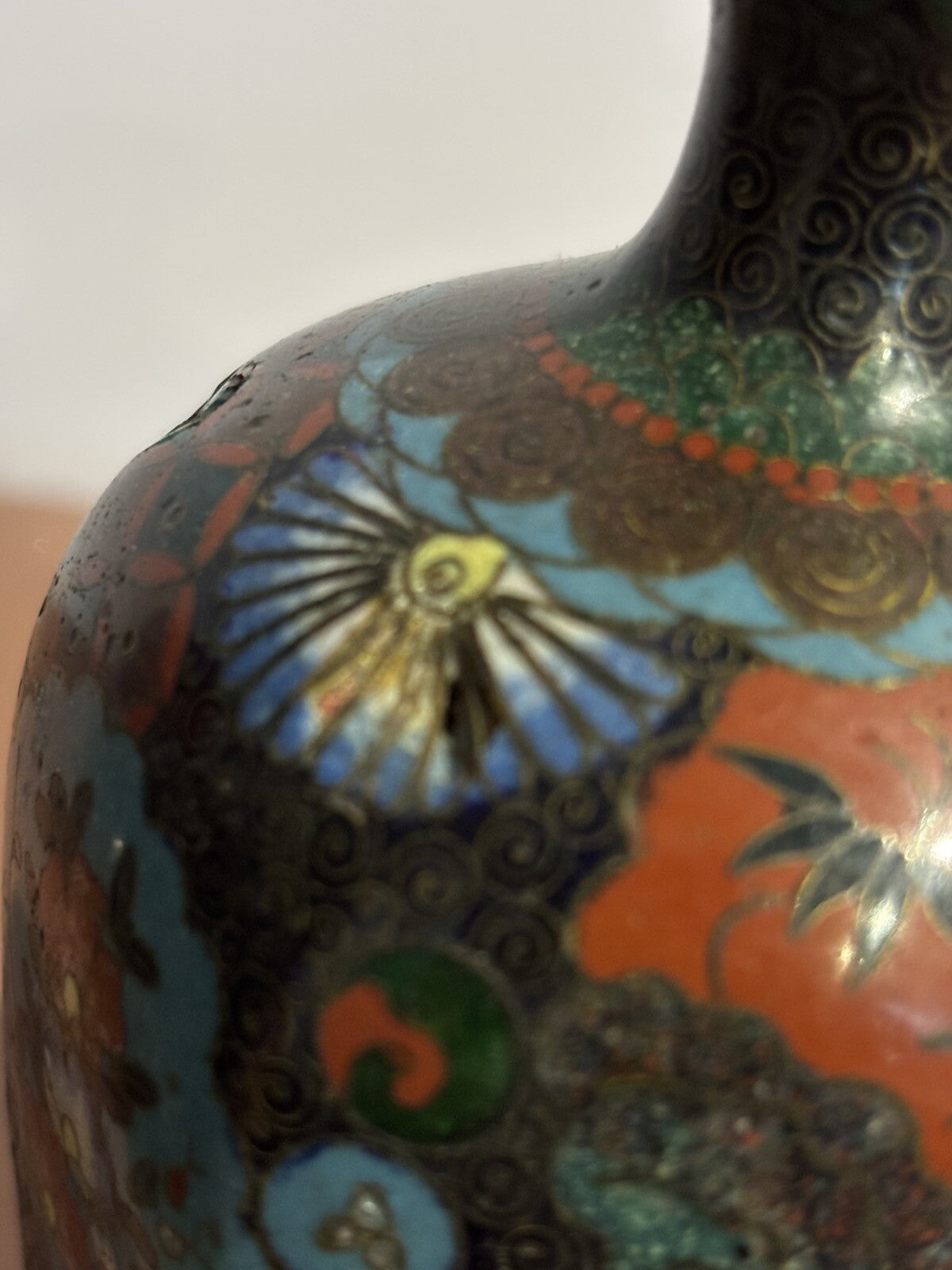 Antique Cloisonné Vases. Good Quality And Highly Decorated.