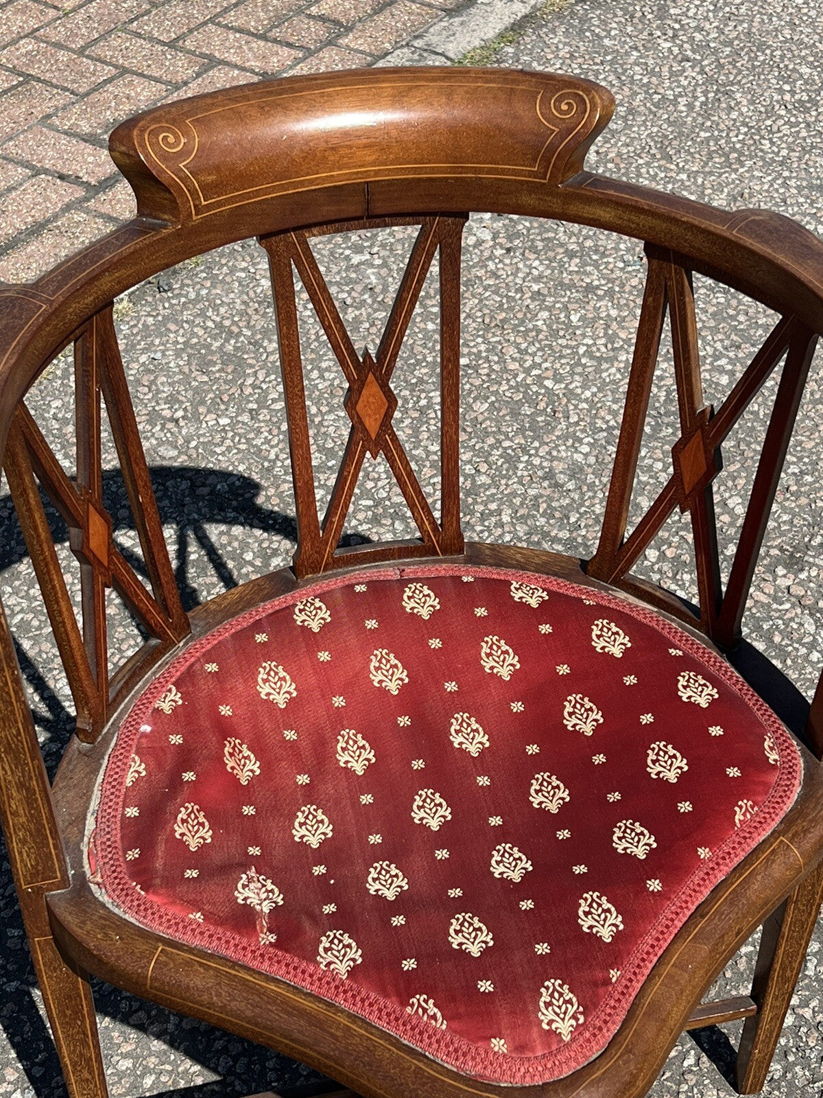 Antique Inlaid Mahogany Armchair